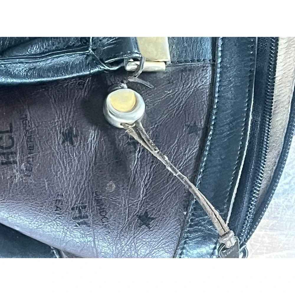 HCL‎ Handcrafted Leathergoods Vintage Monogram Satchel Bag Brown Black 248025